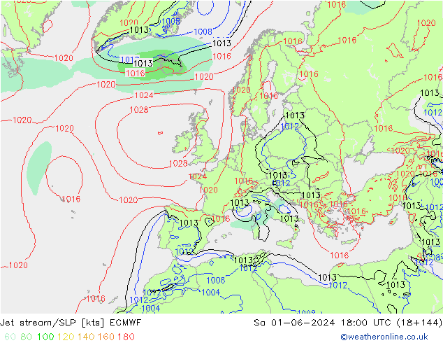 Polarjet/Bodendruck ECMWF Sa 01.06.2024 18 UTC