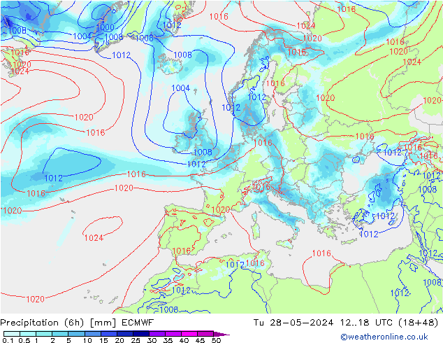 Nied. akkumuliert (6Std) ECMWF Di 28.05.2024 18 UTC