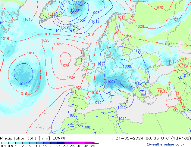 Precipitação (6h) ECMWF Sex 31.05.2024 06 UTC