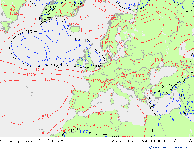 Surface pressure ECMWF Mo 27.05.2024 00 UTC