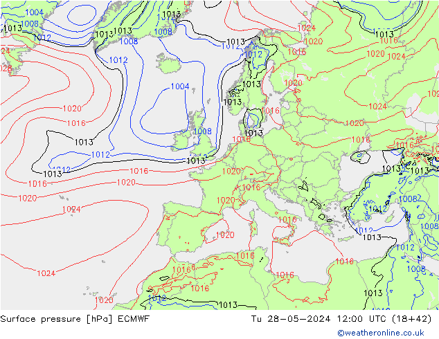 Pressione al suolo ECMWF mar 28.05.2024 12 UTC