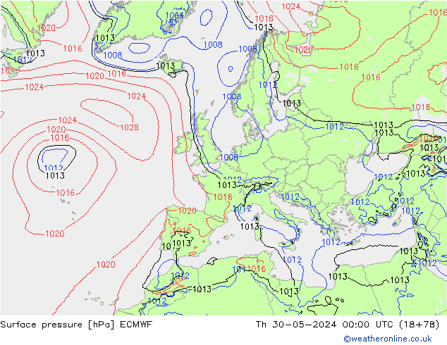 ciśnienie ECMWF czw. 30.05.2024 00 UTC