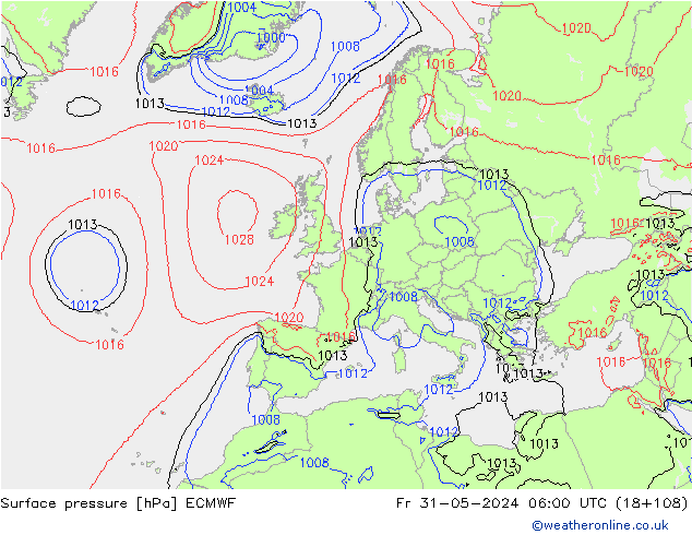 pression de l'air ECMWF ven 31.05.2024 06 UTC