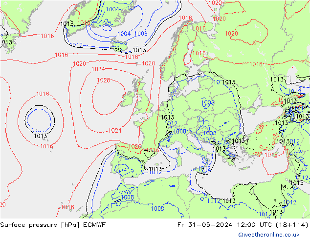 ciśnienie ECMWF pt. 31.05.2024 12 UTC