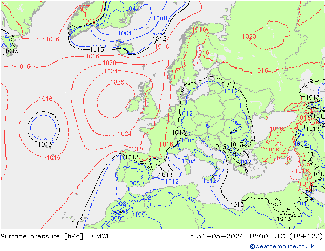 Bodendruck ECMWF Fr 31.05.2024 18 UTC