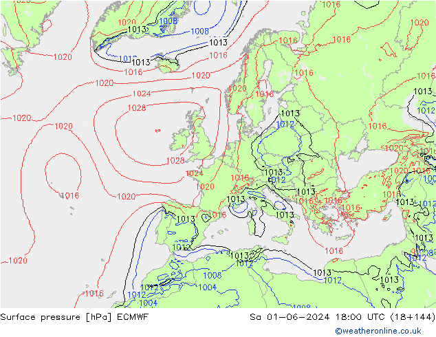 приземное давление ECMWF сб 01.06.2024 18 UTC