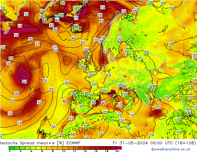 Eşrüzgar Hızları Spread ECMWF Cu 31.05.2024 06 UTC