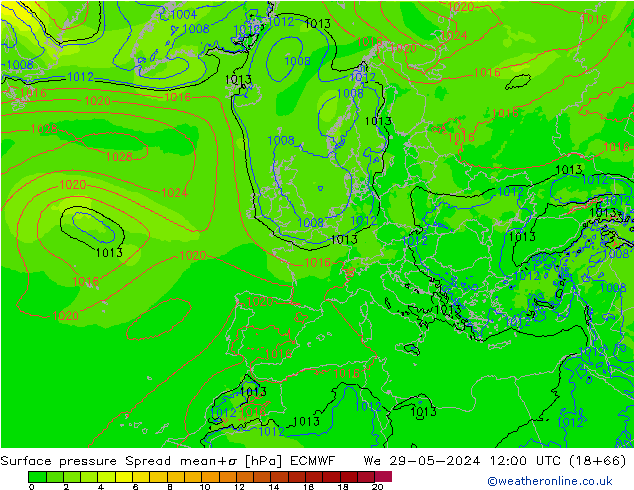 ciśnienie Spread ECMWF śro. 29.05.2024 12 UTC