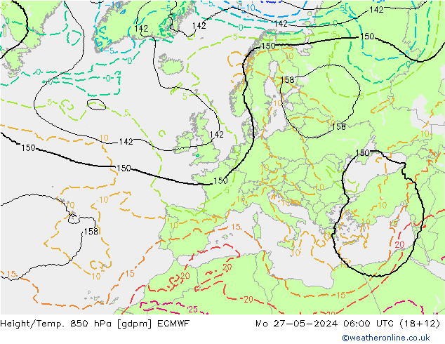 Height/Temp. 850 hPa ECMWF Mo 27.05.2024 06 UTC