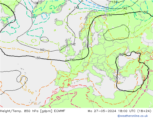 Yükseklik/Sıc. 850 hPa ECMWF Pzt 27.05.2024 18 UTC