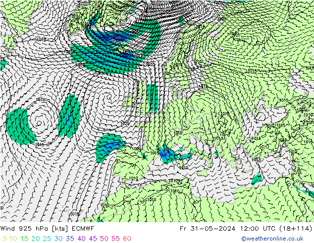 Wind 925 hPa ECMWF Fr 31.05.2024 12 UTC