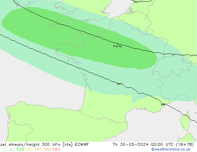 Straalstroom ECMWF do 30.05.2024 00 UTC