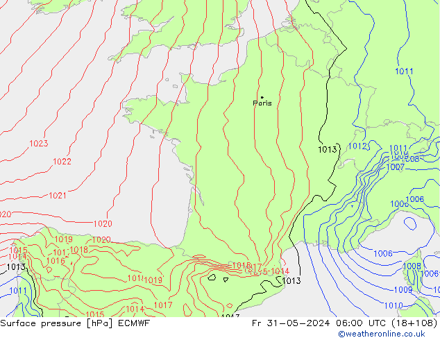 Yer basıncı ECMWF Cu 31.05.2024 06 UTC