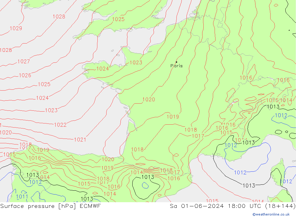 Pressione al suolo ECMWF sab 01.06.2024 18 UTC