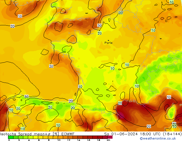 Eşrüzgar Hızları Spread ECMWF Cts 01.06.2024 18 UTC