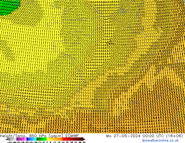 Height/Temp. 850 гПа ECMWF пн 27.05.2024 00 UTC