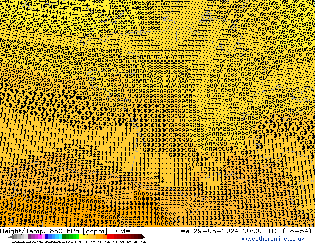 Hoogte/Temp. 850 hPa ECMWF wo 29.05.2024 00 UTC