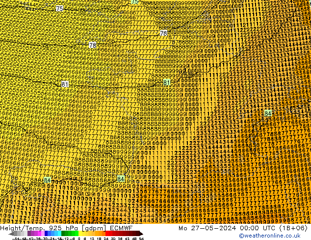 Height/Temp. 925 hPa ECMWF  27.05.2024 00 UTC