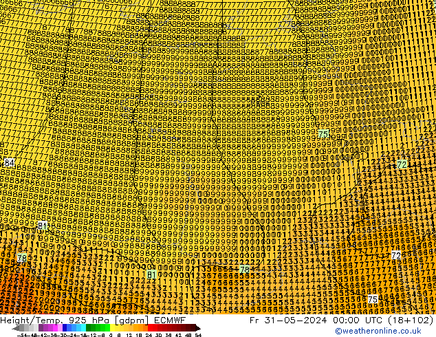 Height/Temp. 925 hPa ECMWF  31.05.2024 00 UTC