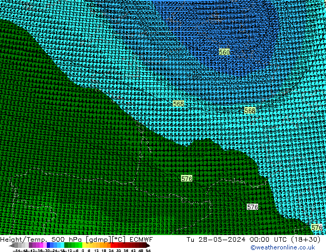 Height/Temp. 500 hPa ECMWF  28.05.2024 00 UTC