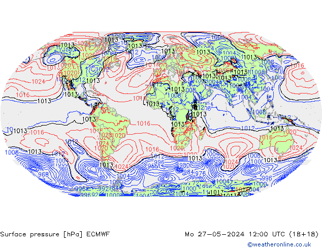 Presión superficial ECMWF lun 27.05.2024 12 UTC