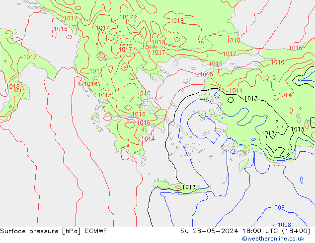 Yer basıncı ECMWF Paz 26.05.2024 18 UTC