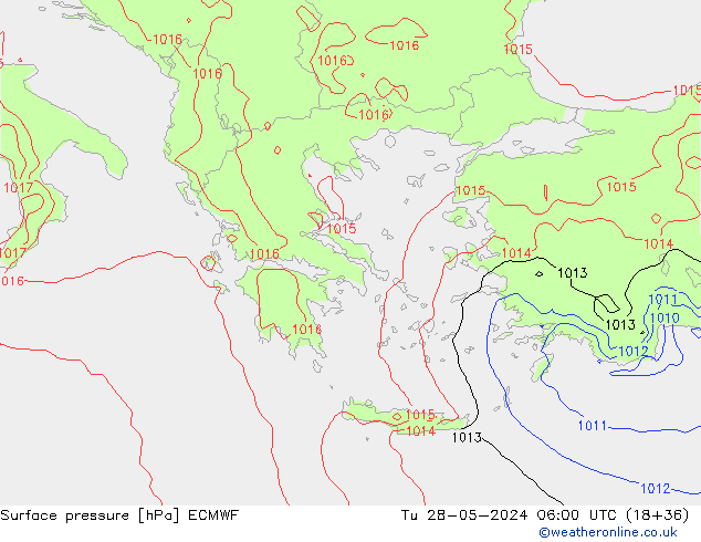 Surface pressure ECMWF Tu 28.05.2024 06 UTC