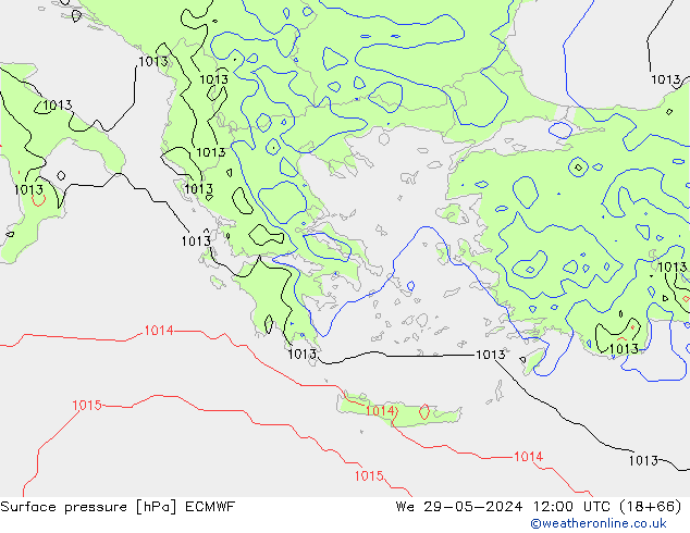 Surface pressure ECMWF We 29.05.2024 12 UTC