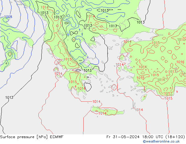 Atmosférický tlak ECMWF Pá 31.05.2024 18 UTC