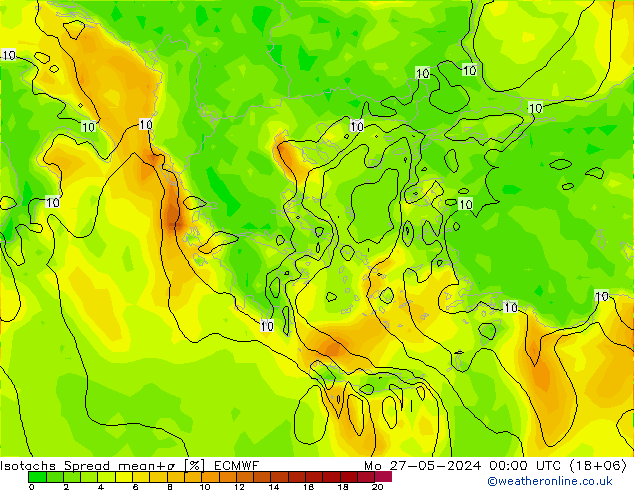 Isotachs Spread ECMWF Po 27.05.2024 00 UTC