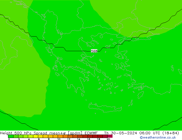 Height 500 hPa Spread ECMWF gio 30.05.2024 06 UTC