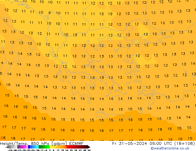 Height/Temp. 850 hPa ECMWF Fr 31.05.2024 06 UTC