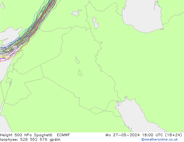 Height 500 hPa Spaghetti ECMWF Mo 27.05.2024 18 UTC
