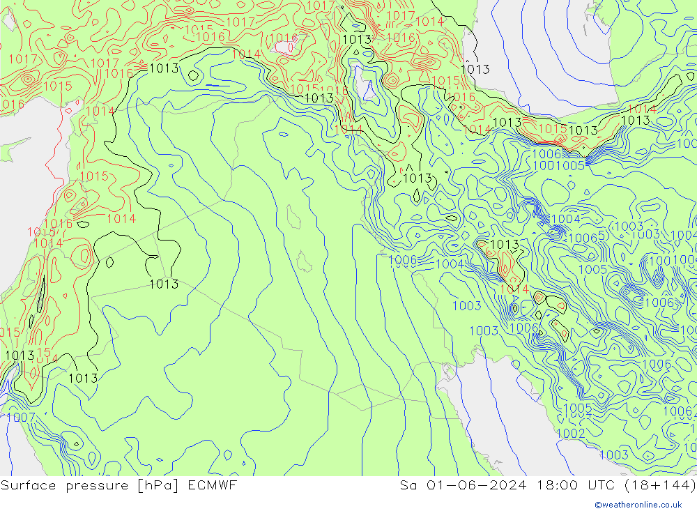 Surface pressure ECMWF Sa 01.06.2024 18 UTC