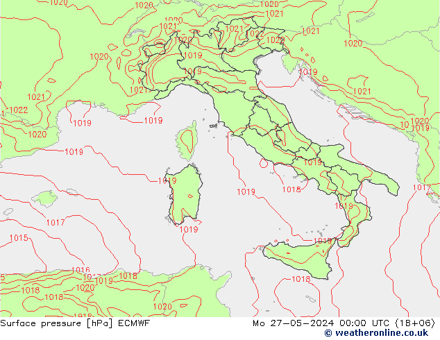 Luchtdruk (Grond) ECMWF ma 27.05.2024 00 UTC