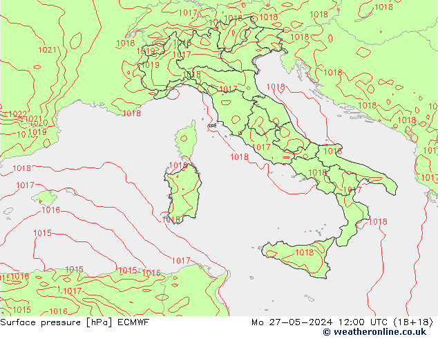 pressão do solo ECMWF Seg 27.05.2024 12 UTC