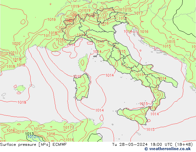 Surface pressure ECMWF Tu 28.05.2024 18 UTC