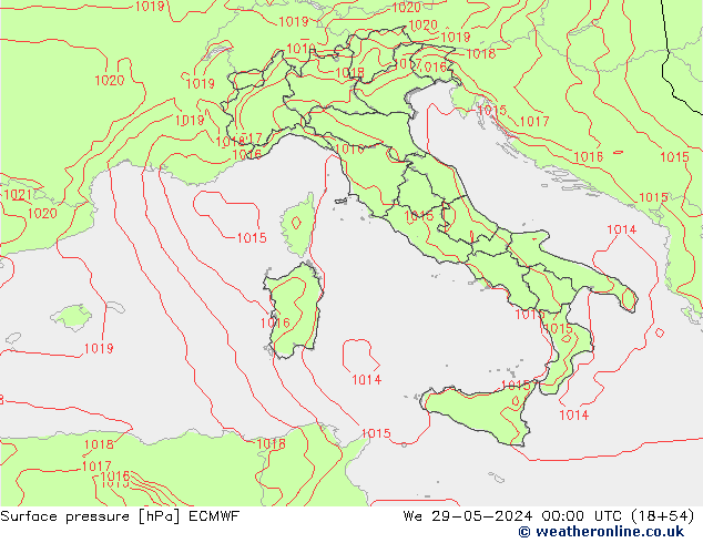 Surface pressure ECMWF We 29.05.2024 00 UTC