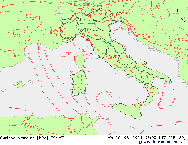 Luchtdruk (Grond) ECMWF wo 29.05.2024 06 UTC