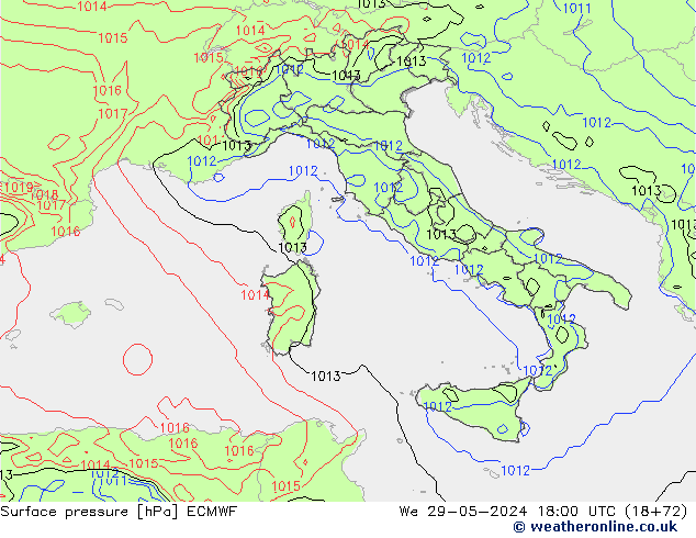 Pressione al suolo ECMWF mer 29.05.2024 18 UTC