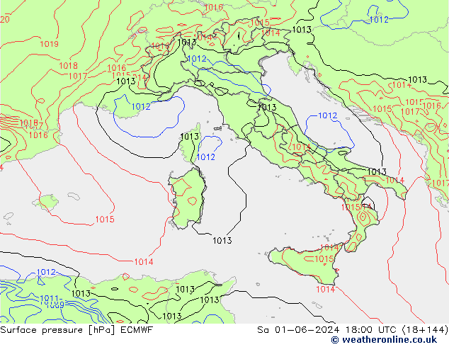 Surface pressure ECMWF Sa 01.06.2024 18 UTC