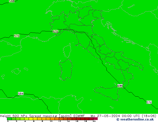 Height 500 hPa Spread ECMWF Po 27.05.2024 00 UTC