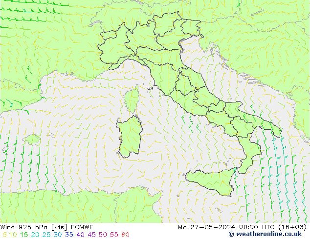 ветер 925 гПа ECMWF пн 27.05.2024 00 UTC