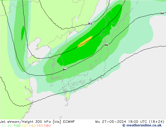 Jet stream/Height 300 hPa ECMWF Po 27.05.2024 18 UTC