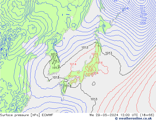 ciśnienie ECMWF śro. 29.05.2024 12 UTC