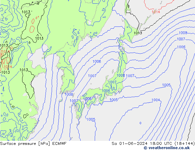 Pressione al suolo ECMWF sab 01.06.2024 18 UTC