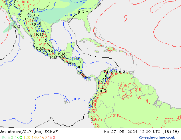джет/приземное давление ECMWF пн 27.05.2024 12 UTC