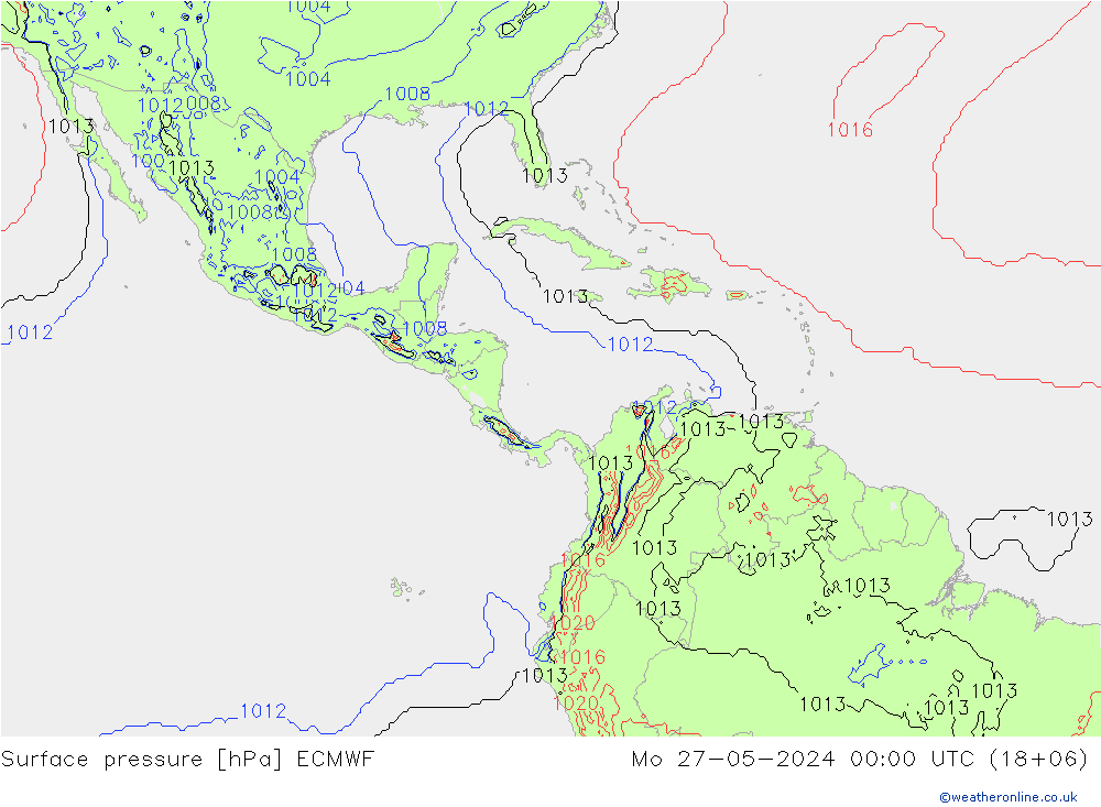 Luchtdruk (Grond) ECMWF ma 27.05.2024 00 UTC