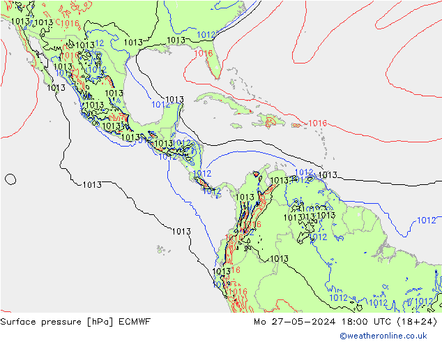 Surface pressure ECMWF Mo 27.05.2024 18 UTC