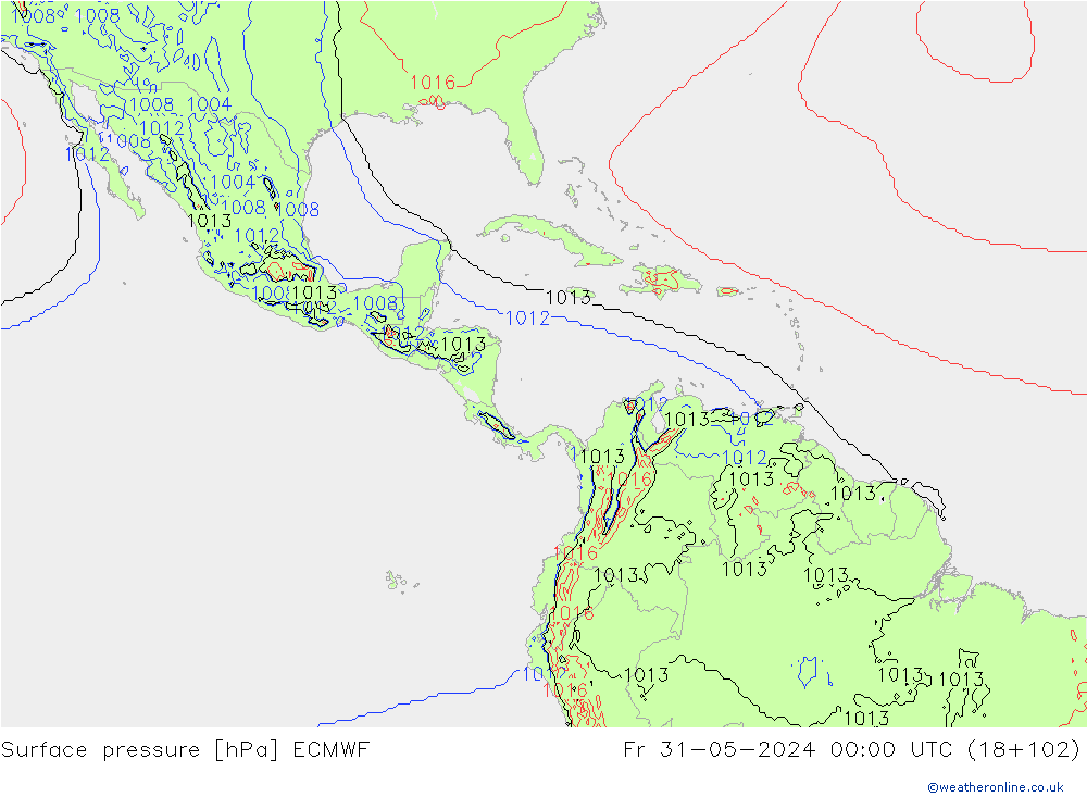 Atmosférický tlak ECMWF Pá 31.05.2024 00 UTC